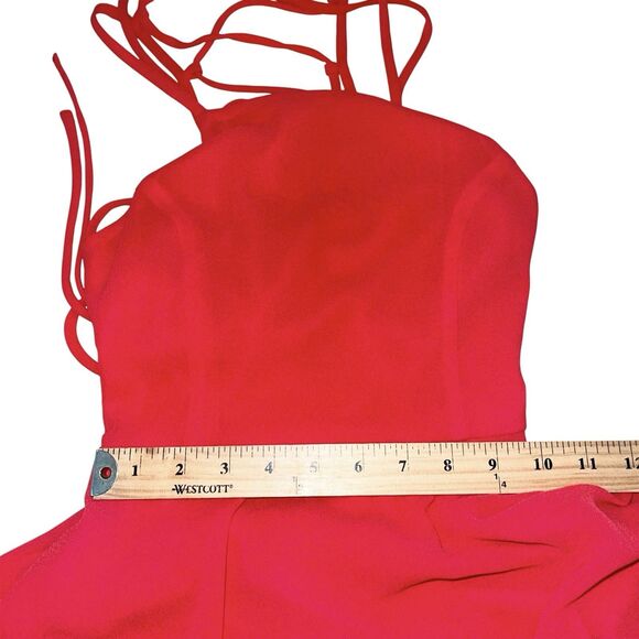 Lulus Solid Red Strappy Dress Size XS Womens Party Lace Up Cross Back Fit Flare - Picture 8 of 10